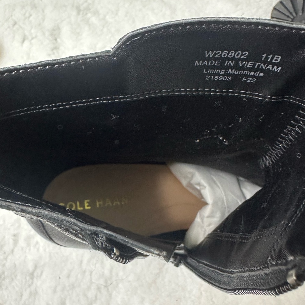 Cole Haan Black Heeled Boots with Buckle Straps - Picture 12 of 13